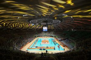 CBV: Visão interna do ginásio do Maracanãzinho iluminado para jogo da Olimpíada Rio-2016