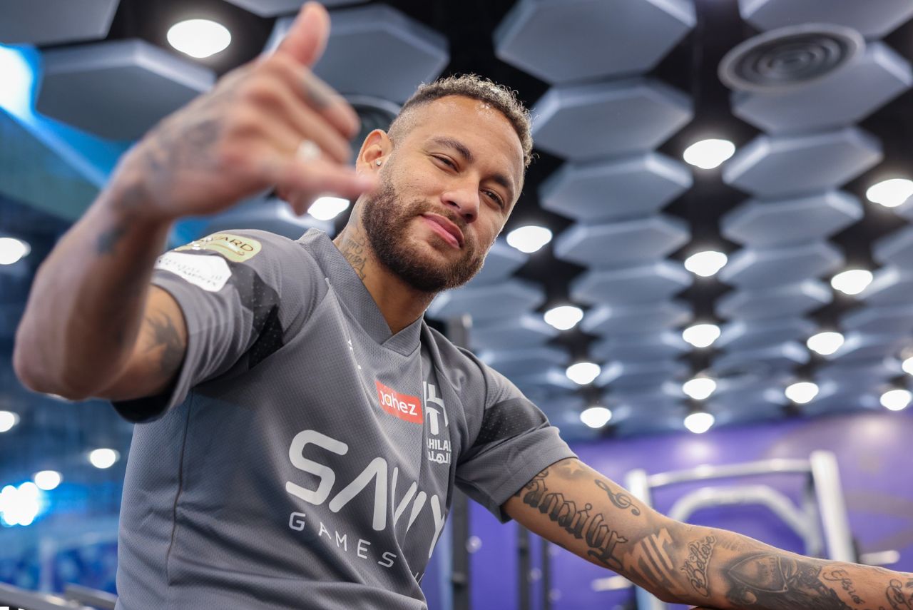Neymar participa de treinamento físico antes da estreia pelo Al-Hilal Foto: Al-Hilal/Twitter