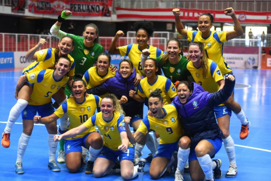Brasil na Copa América de Futsal feminina Foto: Divulgação/CONMEBOL