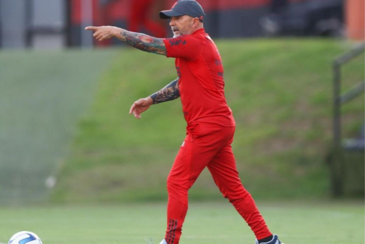 Jorge Sampaoli em treino do Flamengo Foto: Gilvan de Souza/Flamengo
