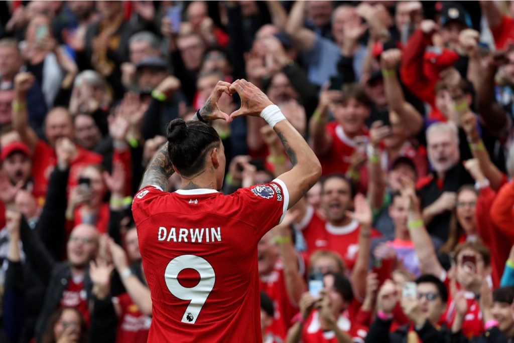 Darwin Núñez marcou seu quatro pelo Liverpool na temporada