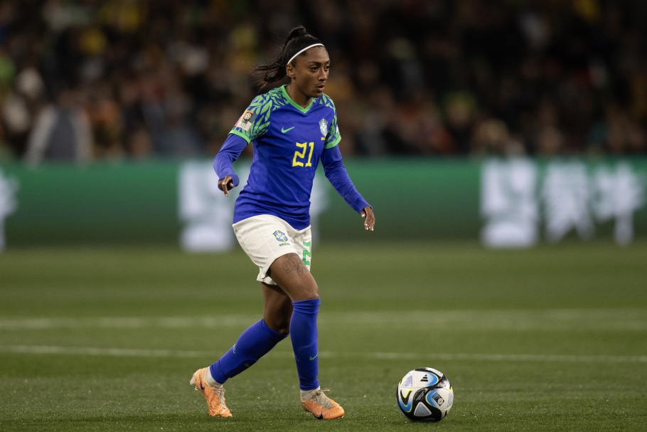 Kerolin rompeu o ligamento cruzado anterior do joelho direito na partida contra o Washington Spirit Foto: Thais Magalhães/CBF