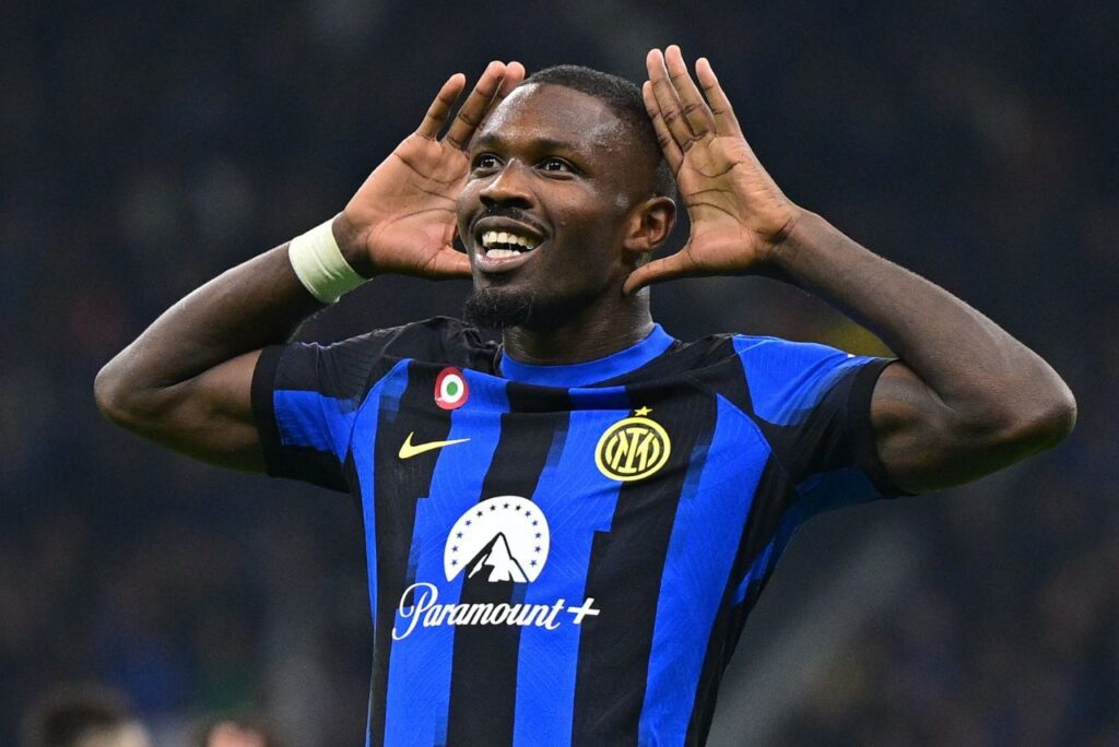 Thuram marcou o único gol da vitória da Inter de Milão sobre a Roma (Foto: Inter/X/Reprodução)