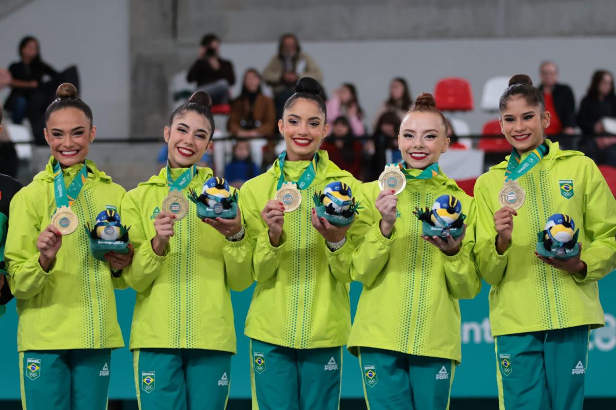 Brasil conquista ouro na Ginástica Rítmica nos jogos Pan-Americanos de 2023 Foto: Miriam Jeske/COB