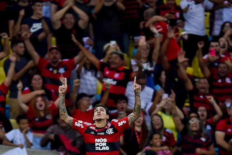 <p>Pedro marcou dois gols na vitória rubro-negra sobre o Palmeiras (Foto: Marcelo Cortes/Flamengo)</p>
