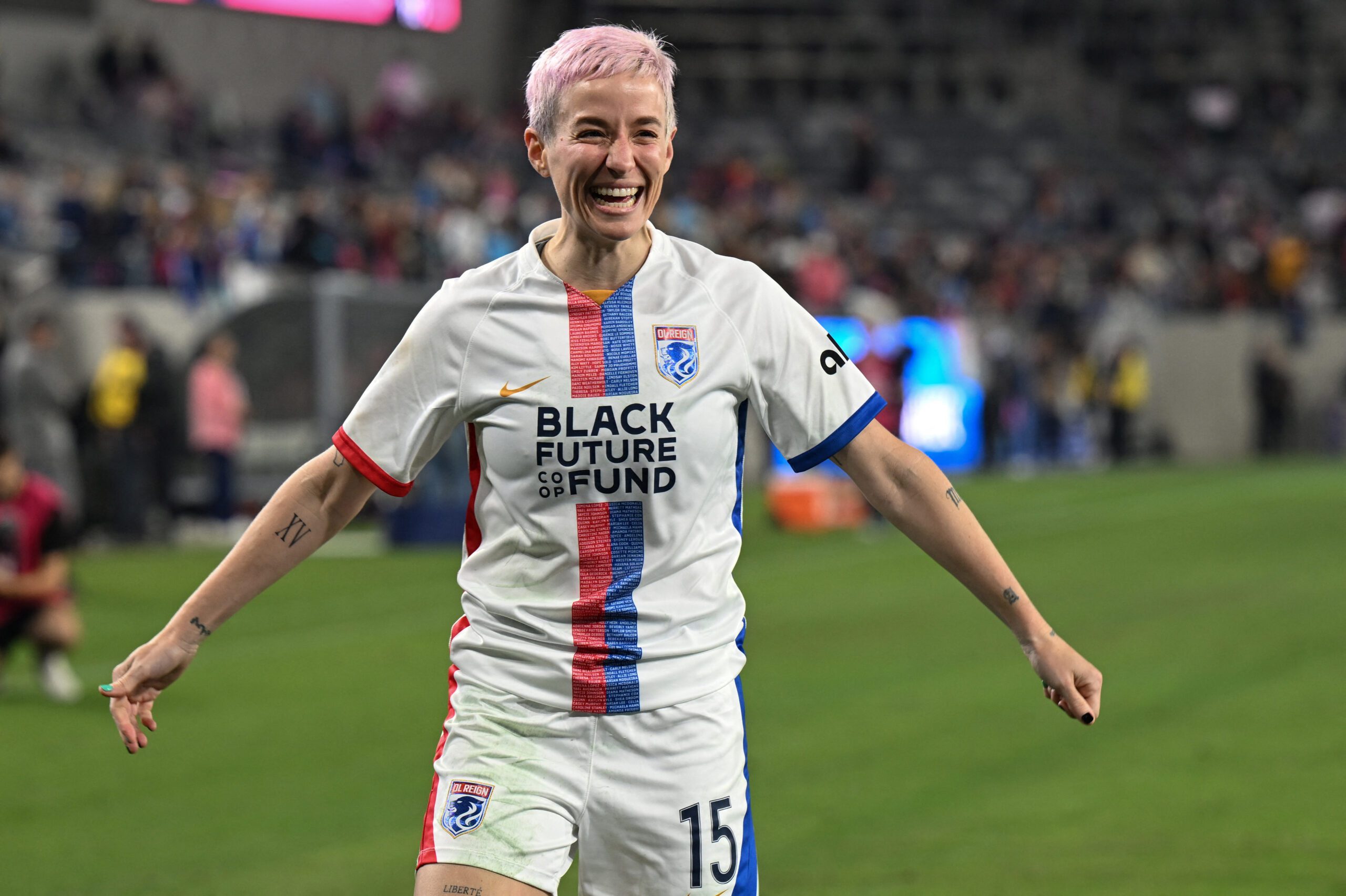 Megan Rapinoe se despedirá dos gramados na final da NWSL Foto: ROBYN BECK/AFP
