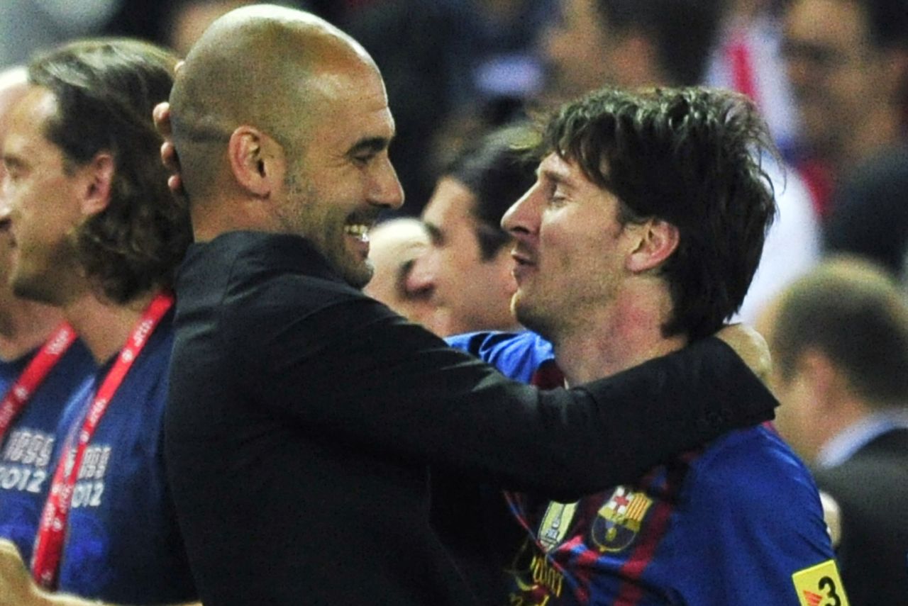 Guardiola e Messi tiveram uma parceria vitoriosa no Barcelona (Foto: Javier Soriano/AFP)