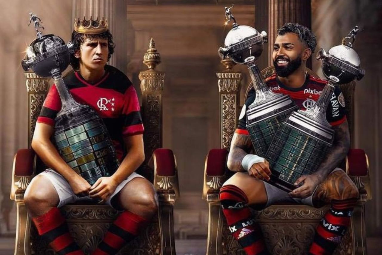 Gabigol publicou imagem com Zico ao parabenizar o Flamengo (Foto: X/Reprodução)