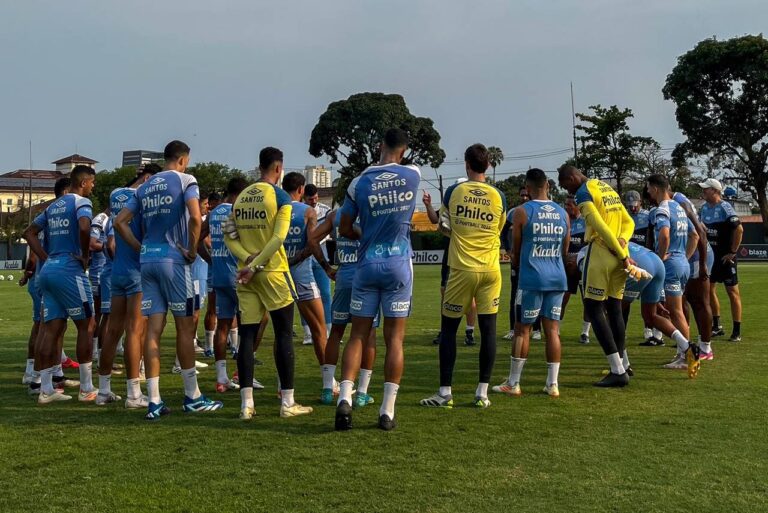 <p>Jogadores do Santos se apresentaram após folga de 3 dias. Foto: Reprodução/Twitter</p>
