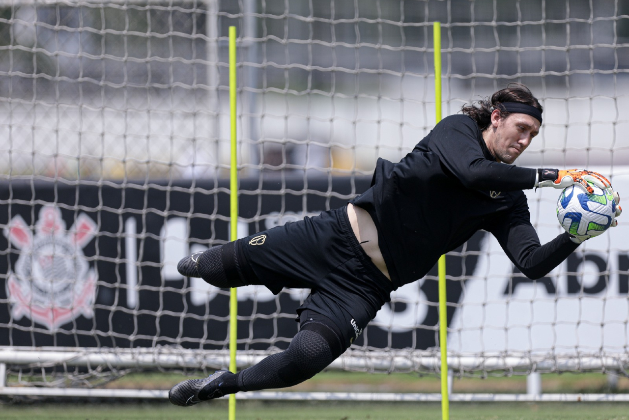 Cássio em treino do Corinthians