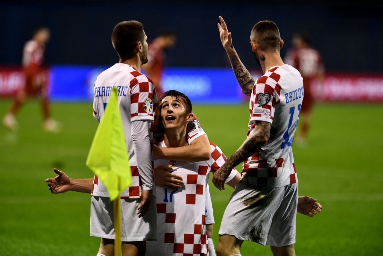 Jogadores da Croácia comemoram importante gol