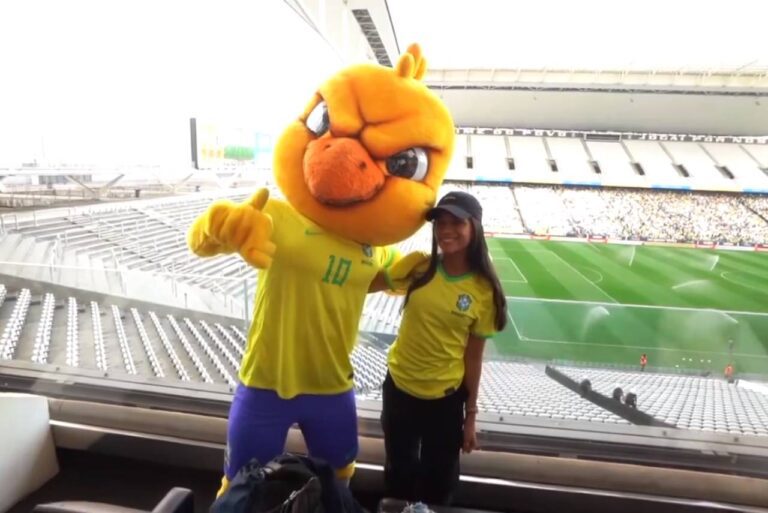 <p>Rayssa Leal marcou presença na Neo Química Arena nesta quinta-feira (30). Foto: Divulgação/CBF TV</p>