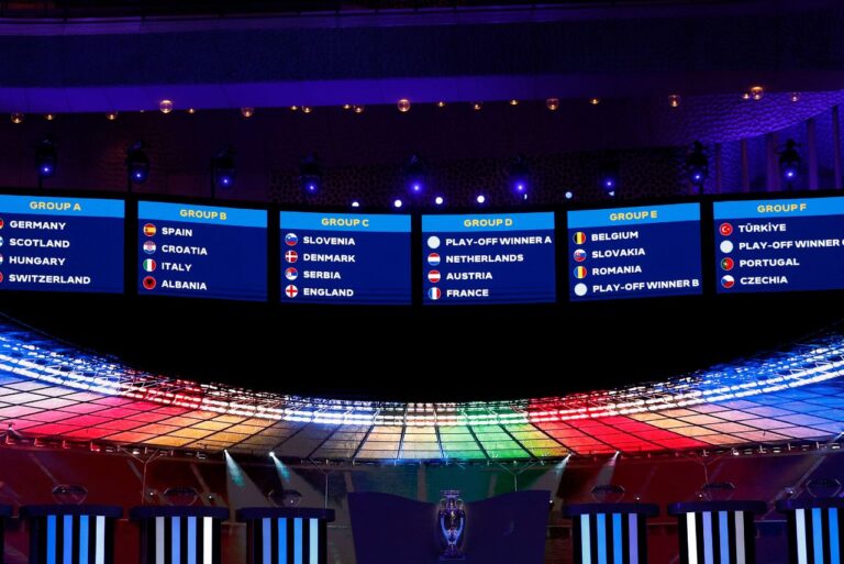 <p>Sorteio definiu grupos para a Eurocopa 2024 (Foto: Odd Andersen/AFP)</p>