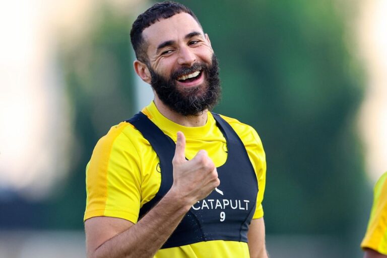 <p>Benzema participou do treino desta terça, embora com limitações (Foto: Divulgação/Al-Ittihad)</p>
