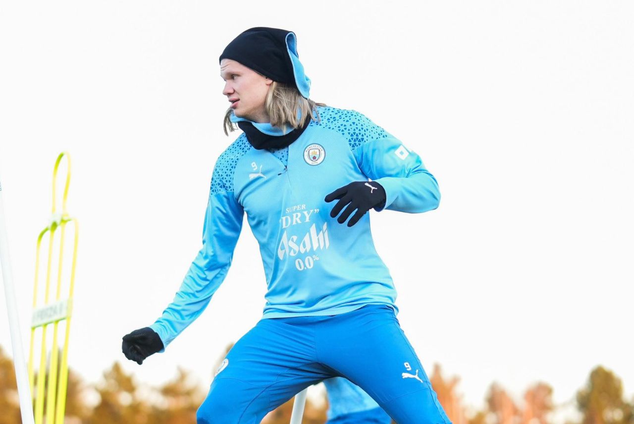 Haaland em treino do Manchester City