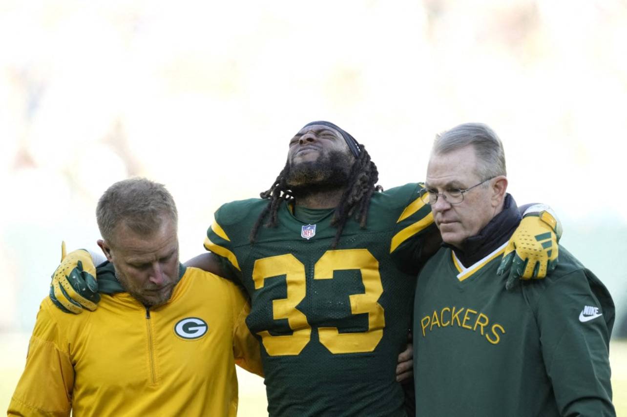Aaron Jones desfalcou os Packers nos últimos três jogos. Foto: PATRICK MCDERMOTTGETTY IMAGES NORTH AMERICAGetty Images via AFP