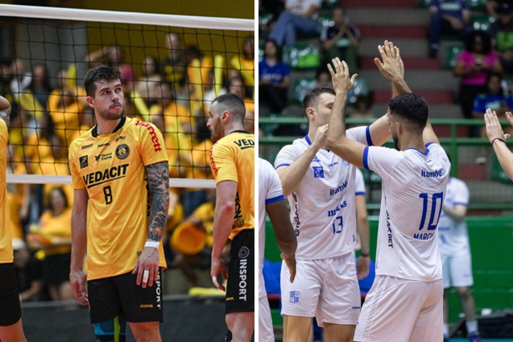 Recorte com jogadores de Vôlei Guarulhos e Minas na Superliga 2023/24