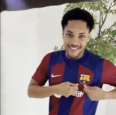Vitor Roque deve ser anunciado no Barcelona no início de janeiro Foto: Barcelona/Reprodução