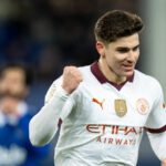 Julián Álvarez comemora gol pelo City