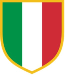 Origem dos patches Patch da Itália, com as cores da bandeira, verde, branco e vermelho.