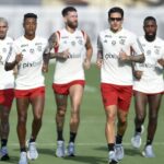 Parte do elenco do Flamengo no primeiro treino do ano