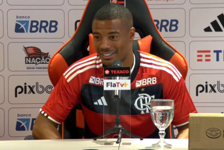 <p>Apresentação de De La Cruz no Flamengo ocorreu nesta sexta (Foto: Fla TV/Reprodução)</p>
