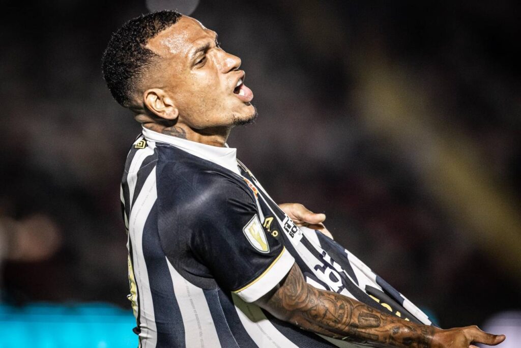 Otero marcou seu primeiro gol com a camisa do Santos. Foto: Reprodução/X