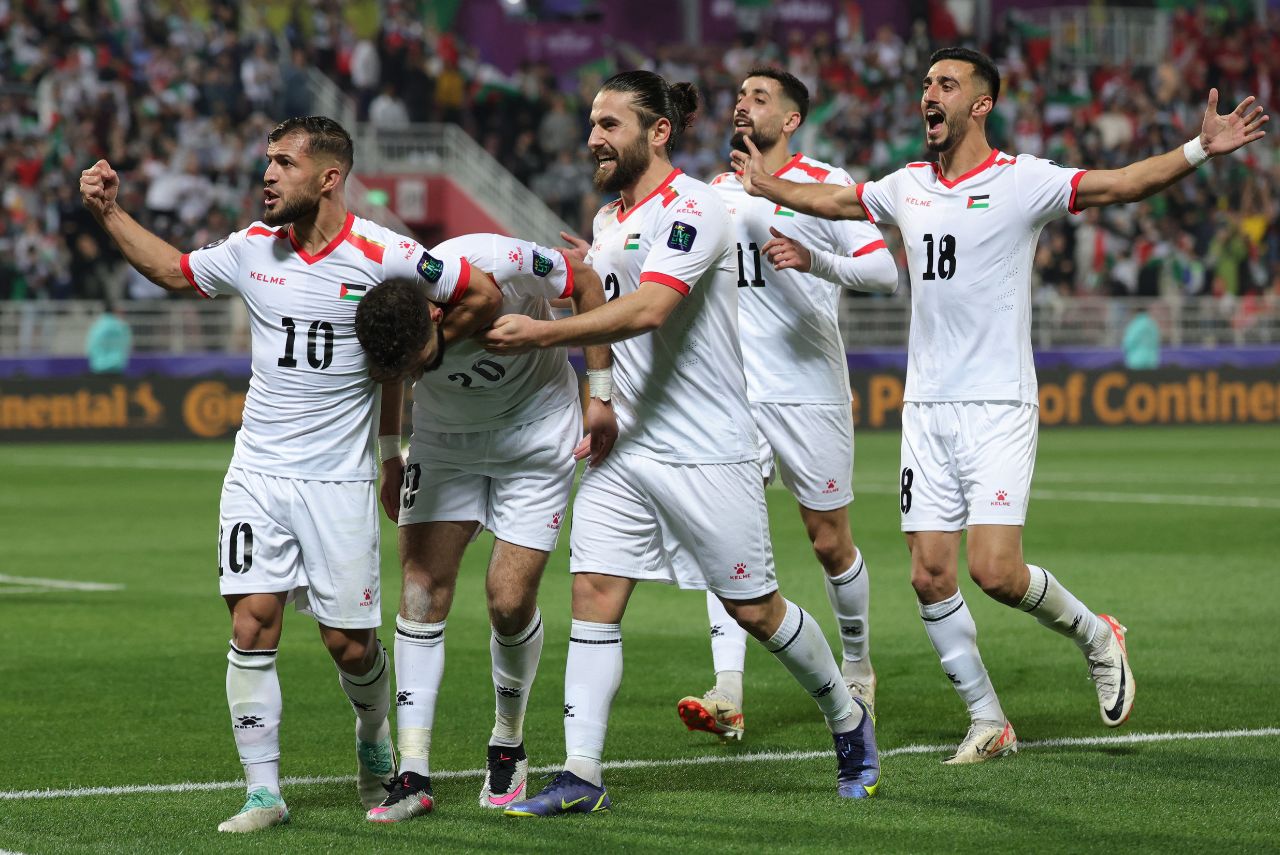 Palestina conseguiu classificação inédita para as oitavas da Copa da Ásia (Foto: Giuseppe Cacace/AFP)