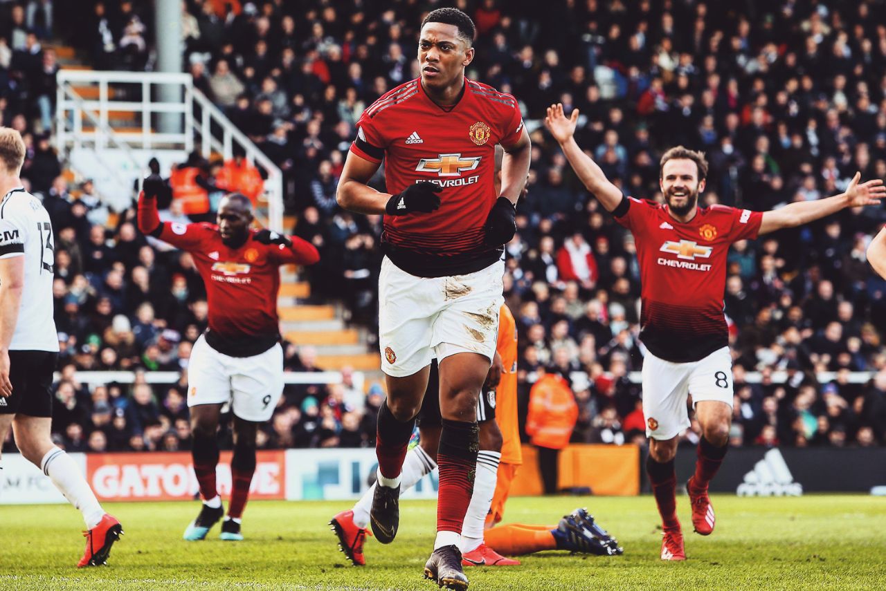 Atacante Anthony Martial em jogo do Manchester United
