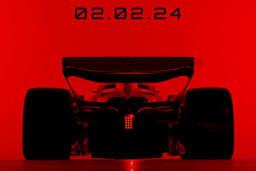 Arte de anúncio da data do lançamento do novo carro da Haas na Fórmula 1