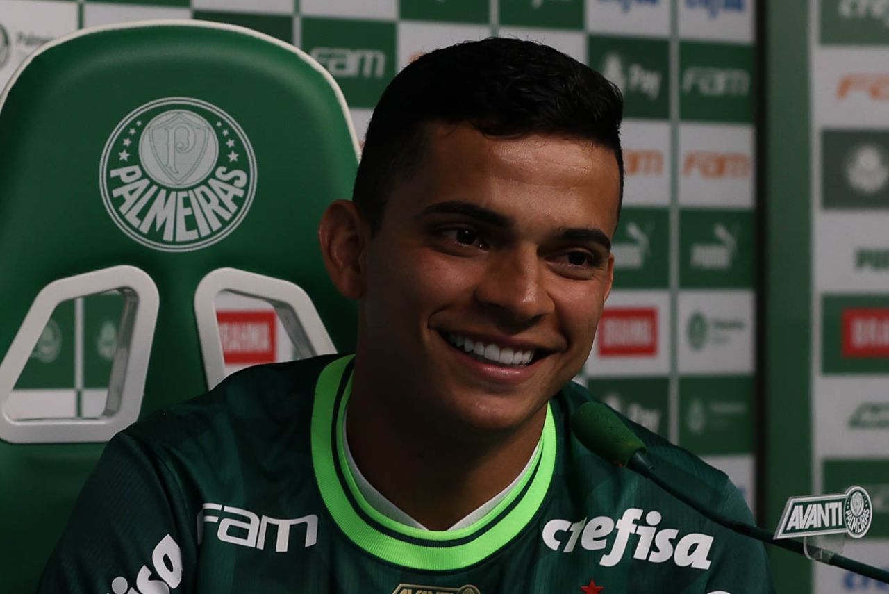 Atacante Bruno Rodrigues em apresentação no Palmeiras