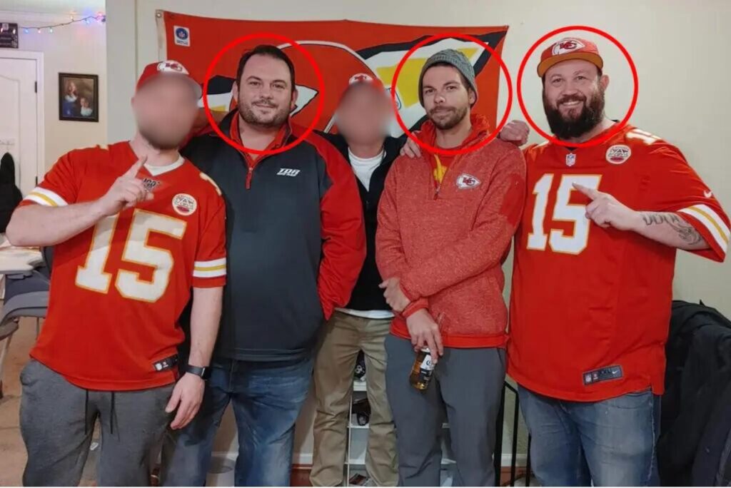 David Harrington, Clayton McGeeney e Ricky Johnson eram torcedores do Kansas City Chiefs (Foto: Reprodução)