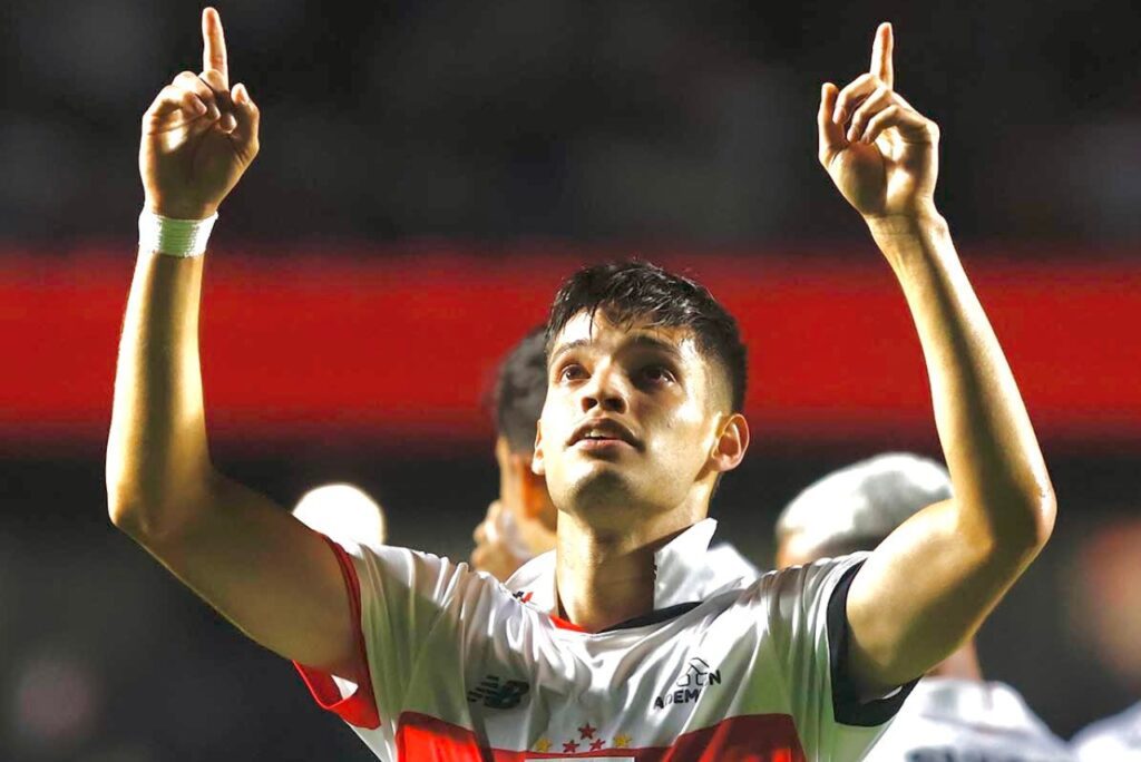 Bobadilla marcou o primeiro gol com a camisa do São Paulo. Foto: Reprodução/X