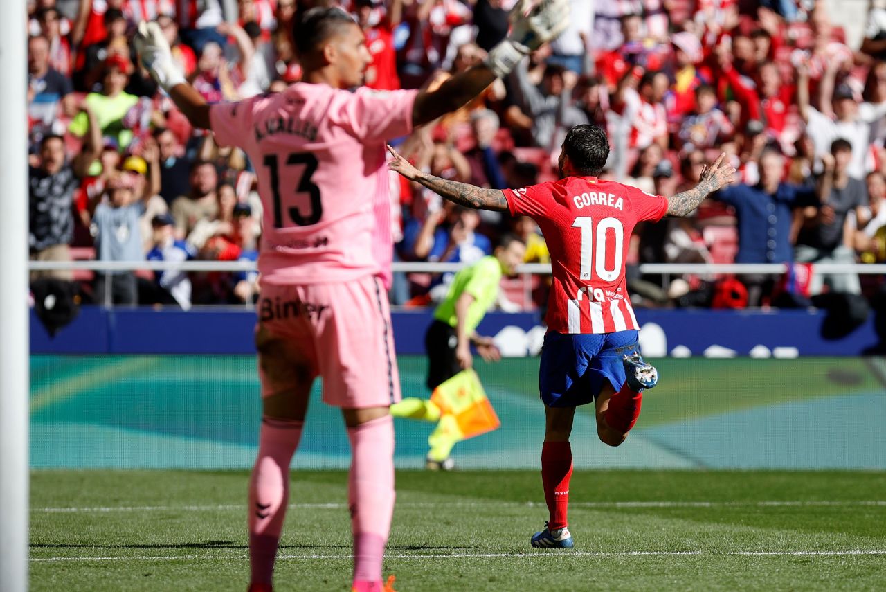 Ángel Correa comemora gol pelo Atlético de Madrid contra o Las Palmas na LaLiga em 2024