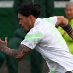 Zagueiro Gustavo Gómez em treino do Palmeiras em 2023