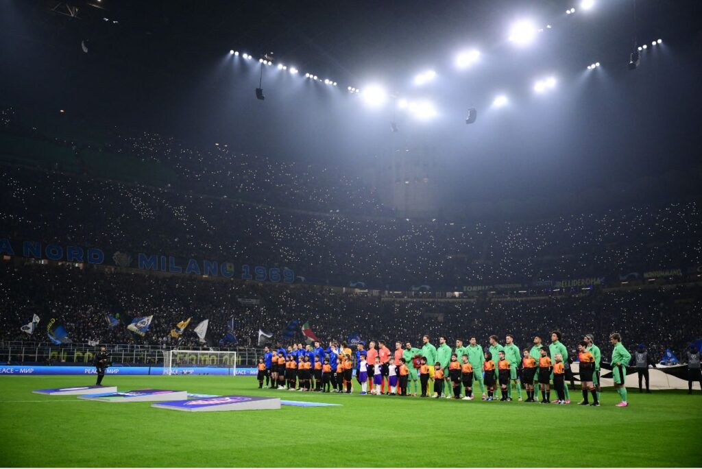 Partida entre Inter de Milão e Atlético de Madrid no Estádio San Siro (Foto: Marco Bertorello/AFP)