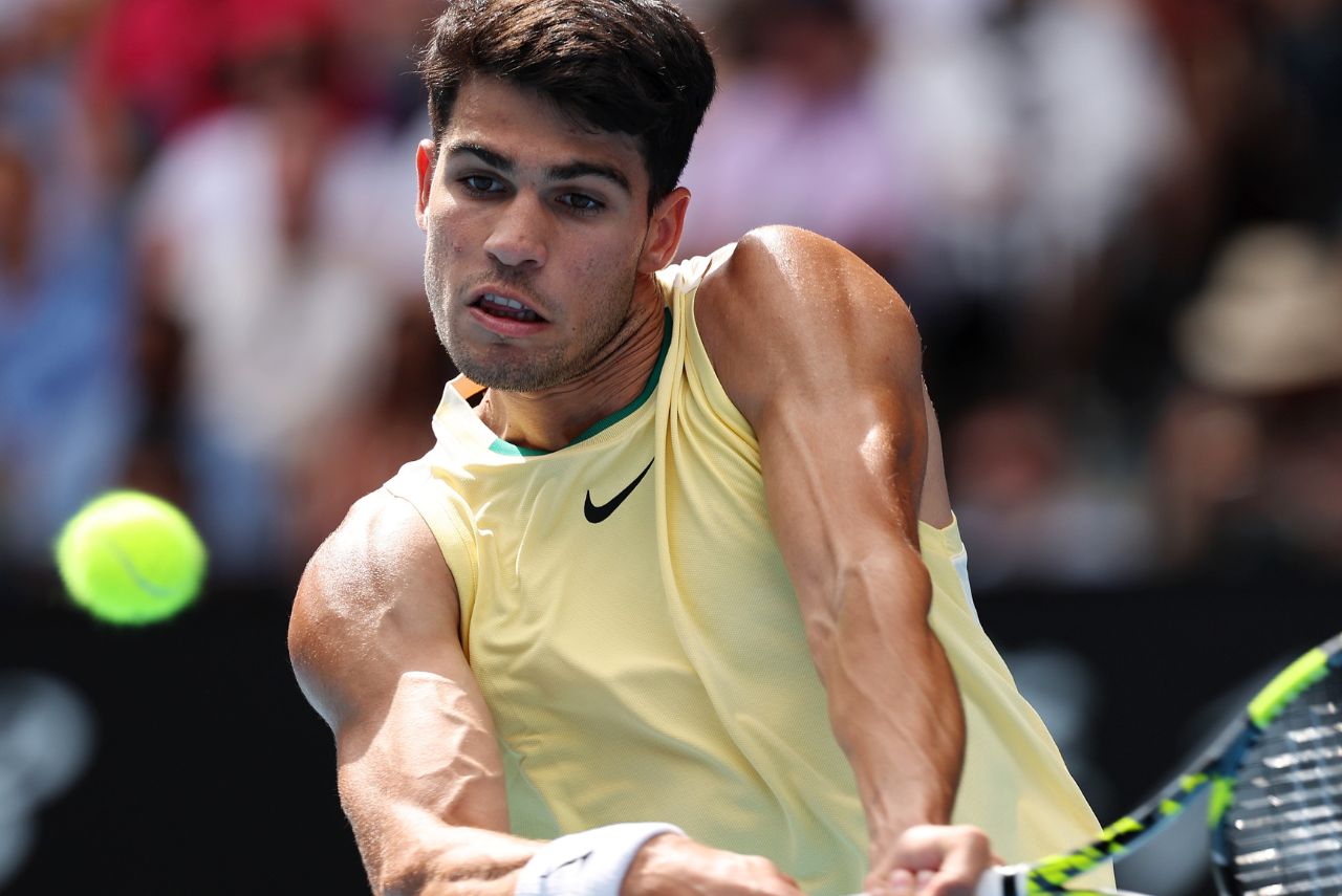 ATP: Tenista Carlos Alcaraz em jogo do Aberto da Austrália 2024