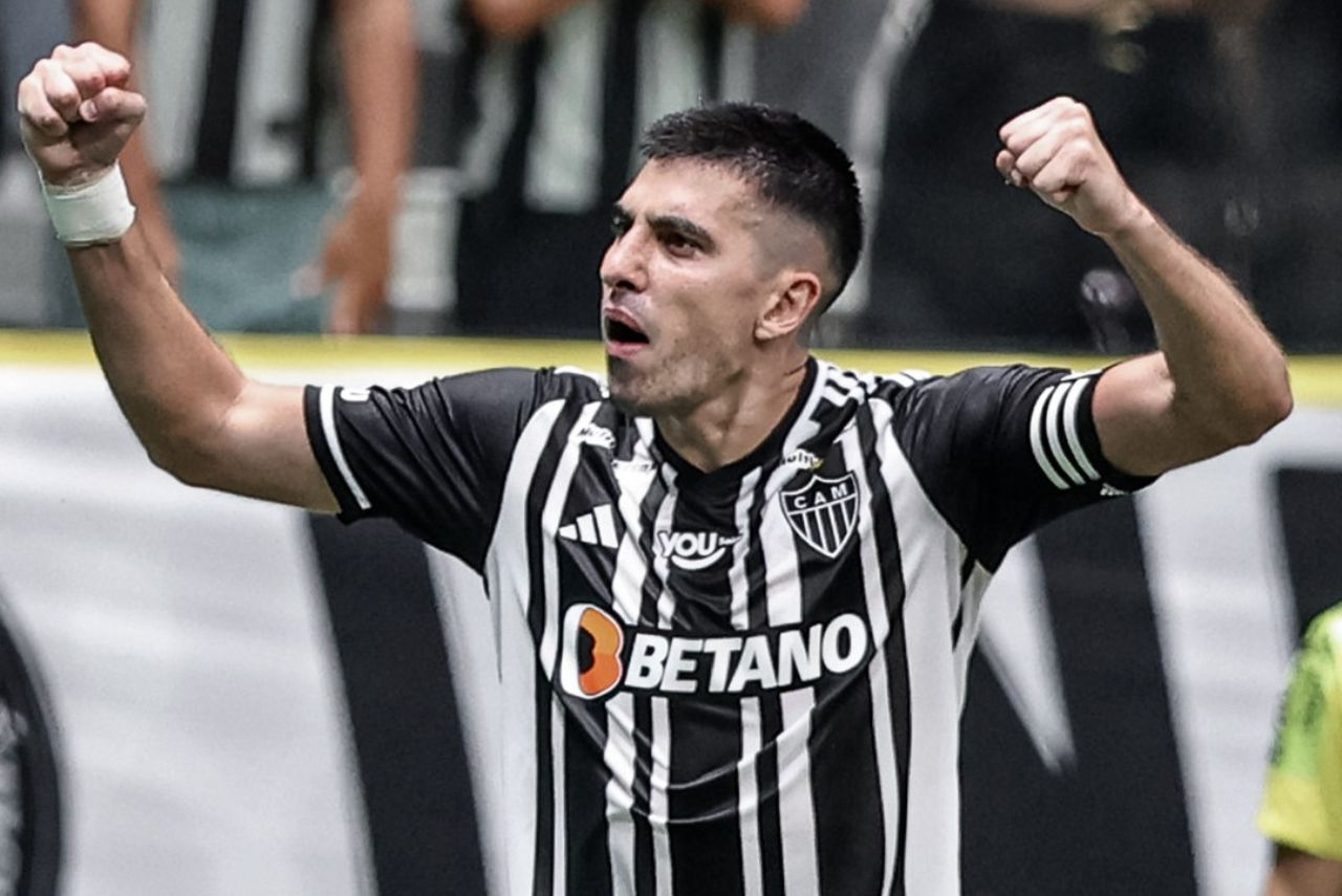 Rodrigo Battaglia comemora gol pelo Atlético-MG no Campeonato Mineiro 2024