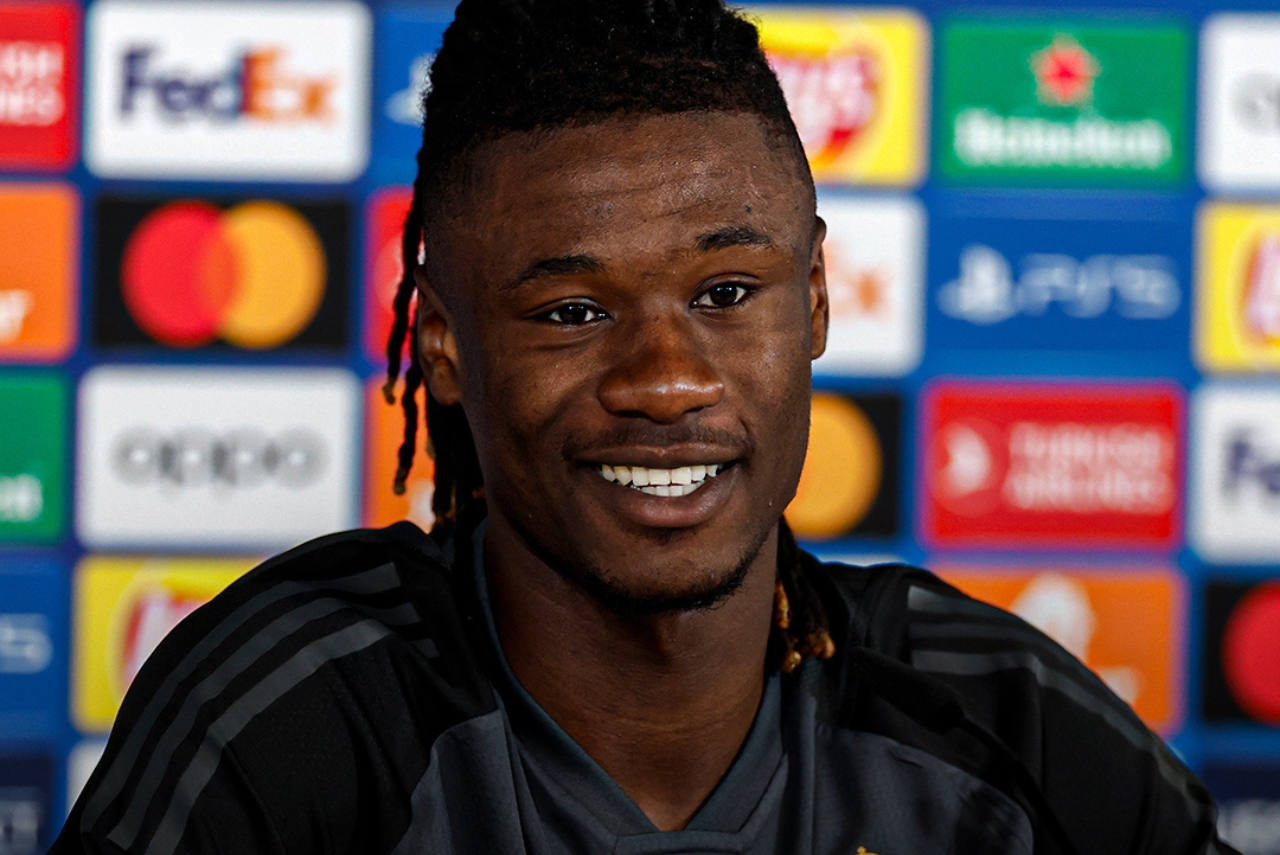 Meia Eduardo Camavinga, em entrevista no Real Madrid em 2024
