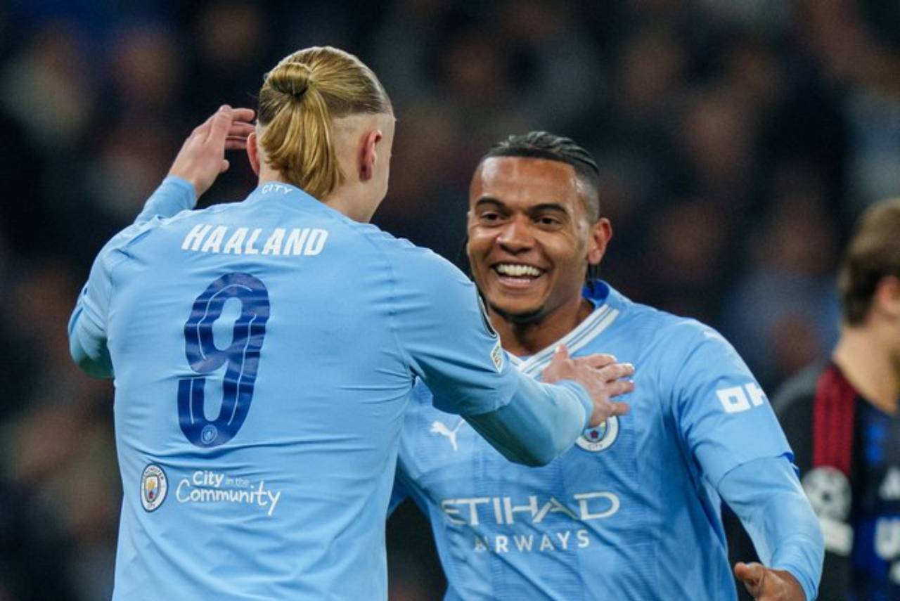 Arkanji comemorando o primeiro gol do Manchester City no jogo. Foto: Reprodução/X