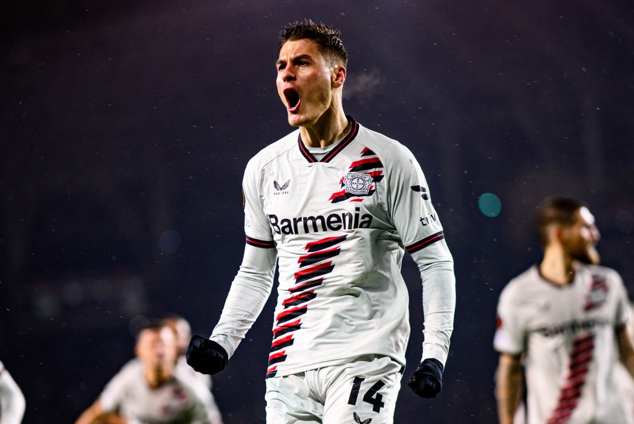 Schick foi autor do gol de empate do Leverkusen contra o Qarabag (Foto: Reprodução)