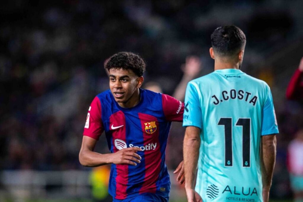 Lamine Yamal marcou no gol da vitória do Barcelona sobre o Mallorca. Foto: Reprodução/X