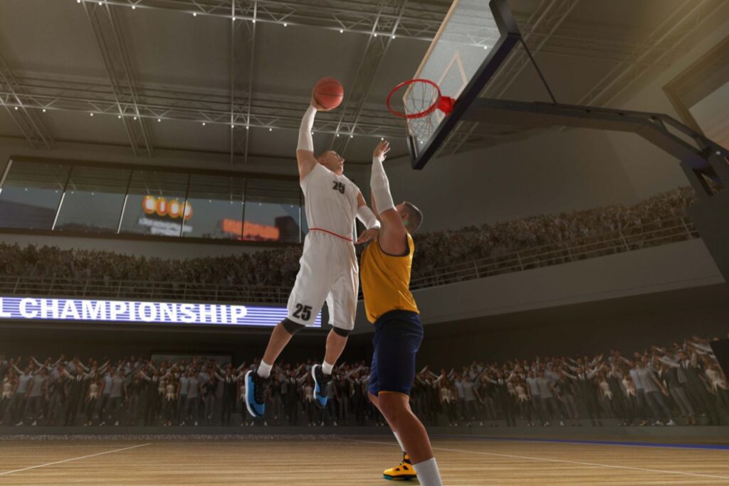 Pessoa jogando basquete