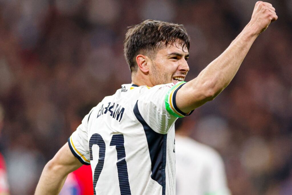 Brahim Díaz, do Real Madrid, comemorando gol em 2024