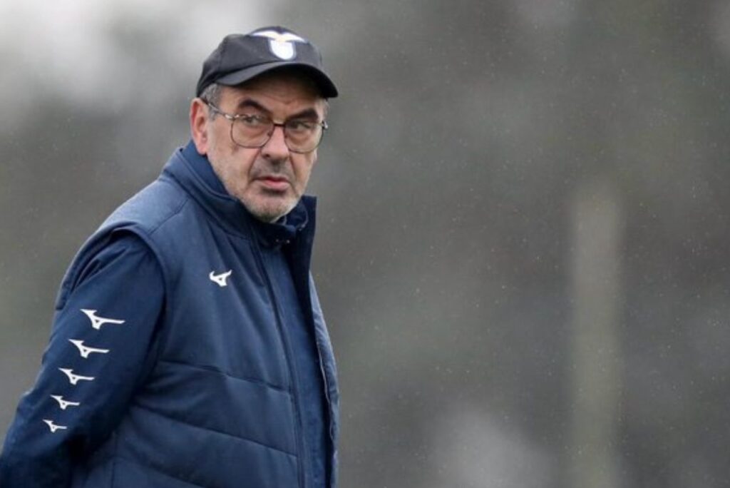 Maurizio Sarri em treino da Lazio