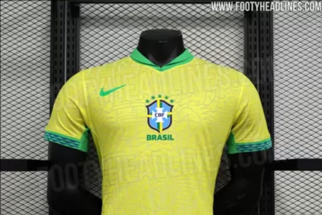 Site vazou suposta camisa da seleção brasileira para 2024 Foto: Footy Headline/Reprodução