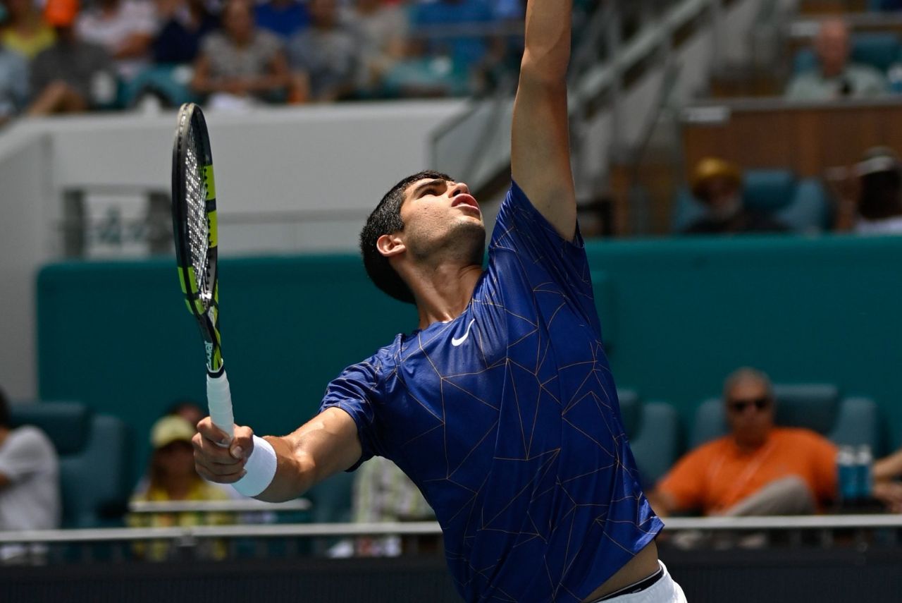 Carlos Alcaraz em jogo do Masters 1000 de Miami em 2022