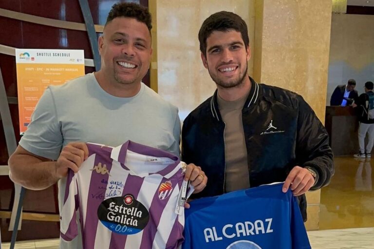 <p>Ronaldo, gestor do Cruzeiro, trocou presentes com o tenista Carlos Alcaraz (Foto: Reprodução)</p>
