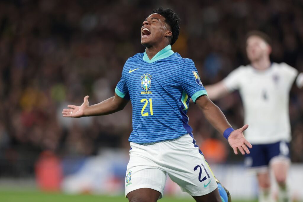 Endrick fez o gol do Brasil sobre a Inglaterra (Foto: Rafael Ribeiro/CBF)