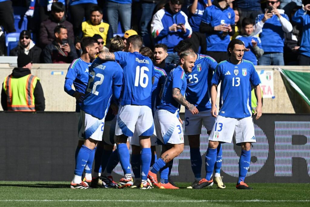 A Itália marcou o gol da vitória aos 2 minutos do primeiro tempo. Foto: Reprodução/X